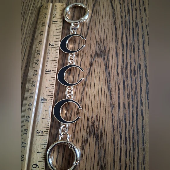 Gold and Black Crescent Purse Strap Extender/Keychain NWOT - Picture 3 of 5